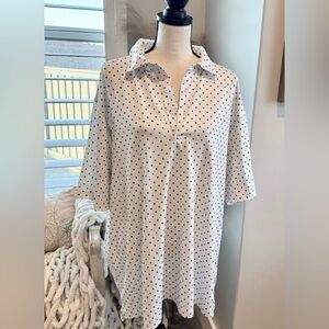 Donald Ross Polo XL White Blue Pattern Golf Shirt